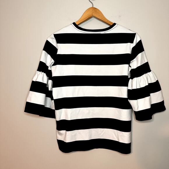 Lauren Ralph Lauren Bell Ruffle Sleeve Striped Top 100% Cotton Size S - Picture 6 of 9
